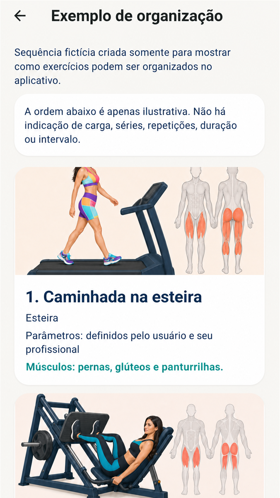 Detalhes dos exercícios no SICAPP Treino